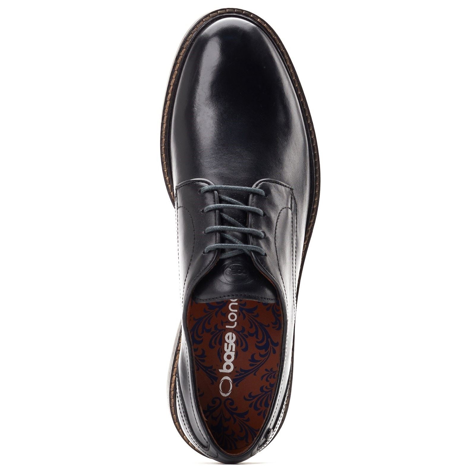Base London Mawley Leder Herren Schwarze Oxford Schuhe