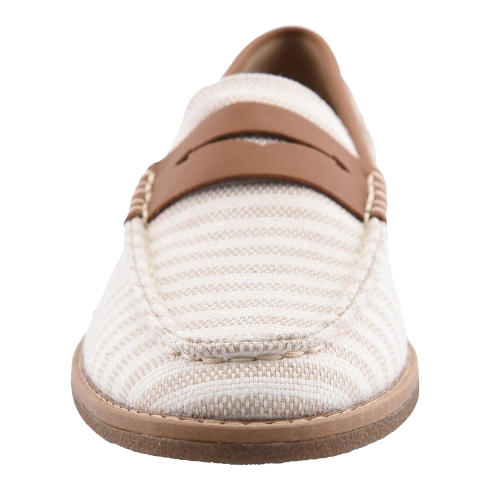 Sperry Port Driving Textile Damen Weiße/Braune Loafer