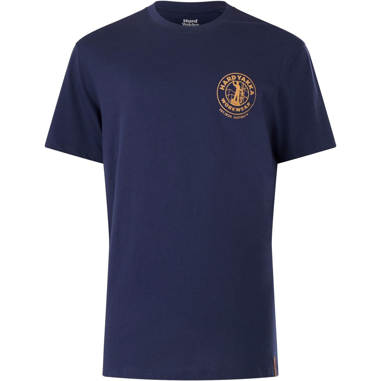 Hard Yakka Heritage Icon Baumwoll Herrenblaue T-Shirts Mit Kurzen Ärmeln