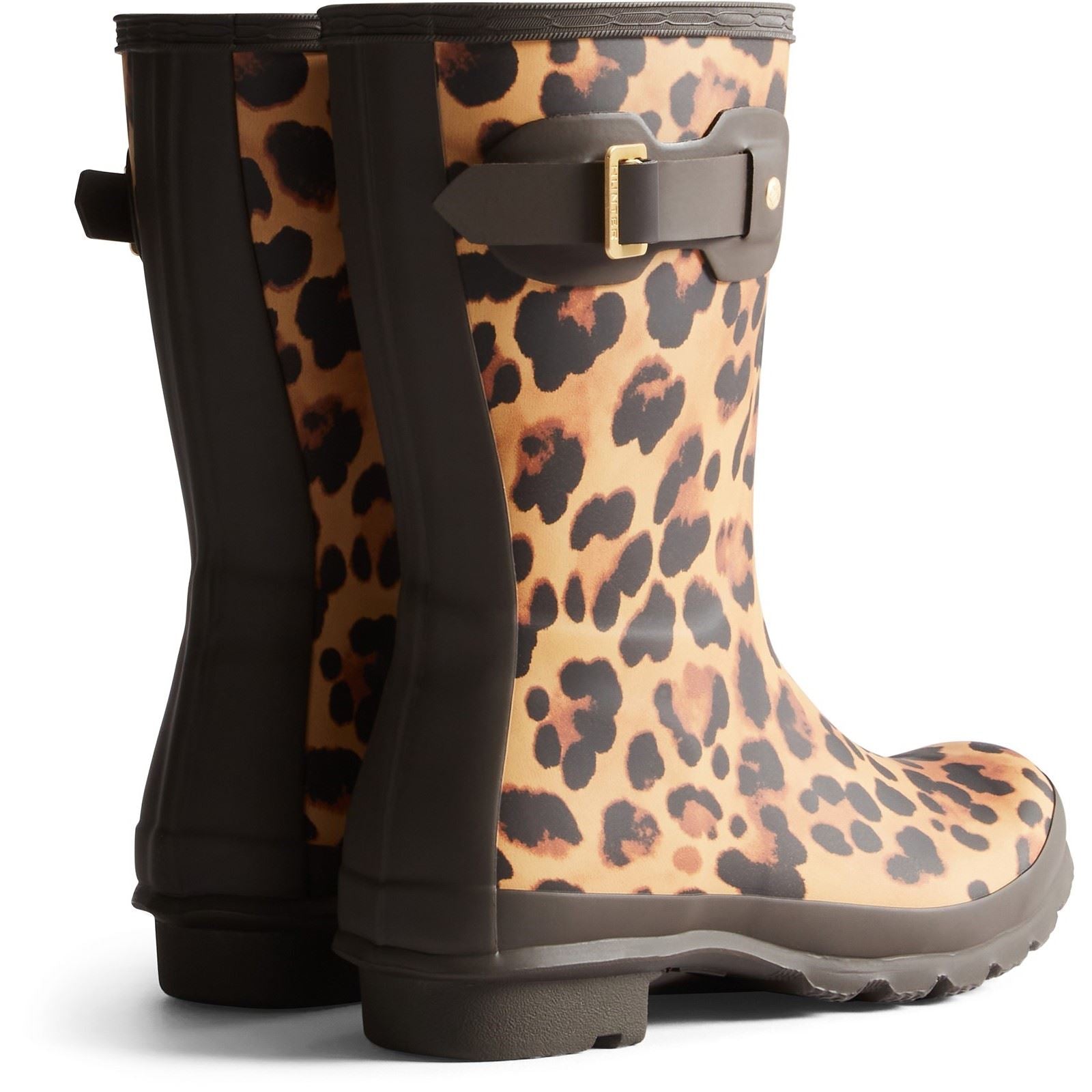 Hunter Original Damen Leopardmuster/Schokoladenbraune Gummistiefel