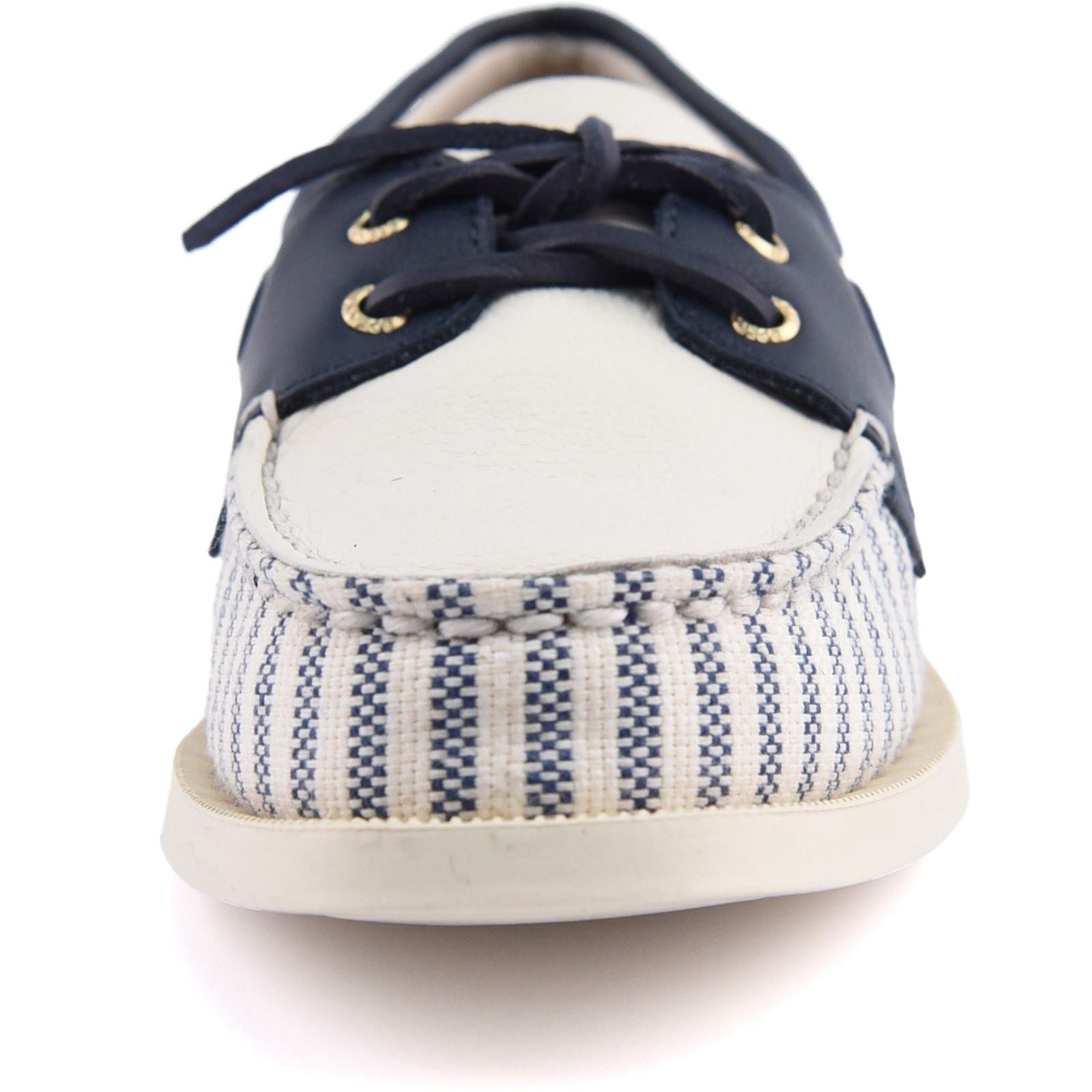 Sperry Authentic Original Textile Damen Bootsschuhe In Weiß/Marineblau