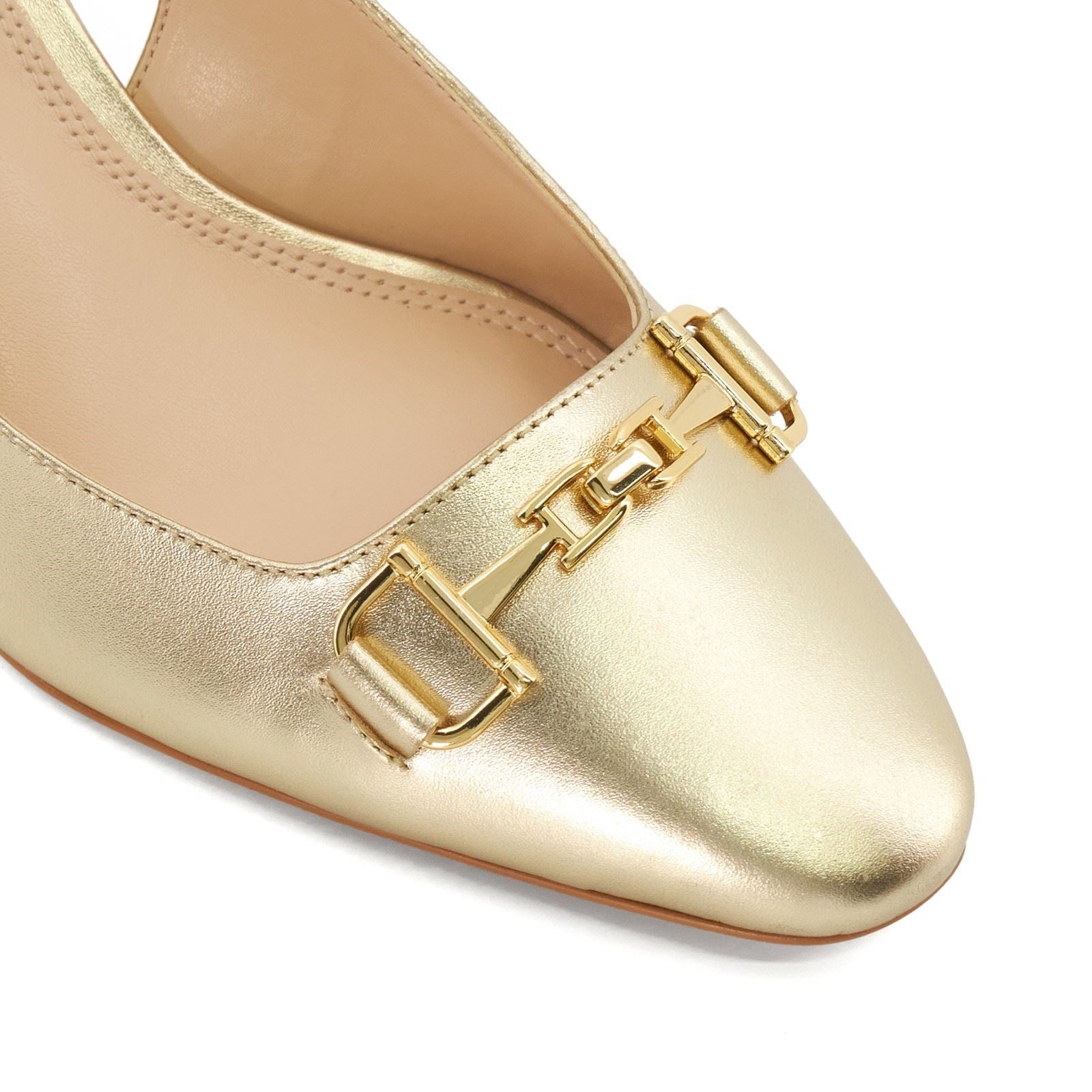 Dune Detailed Leder Frauen Gold Absätze