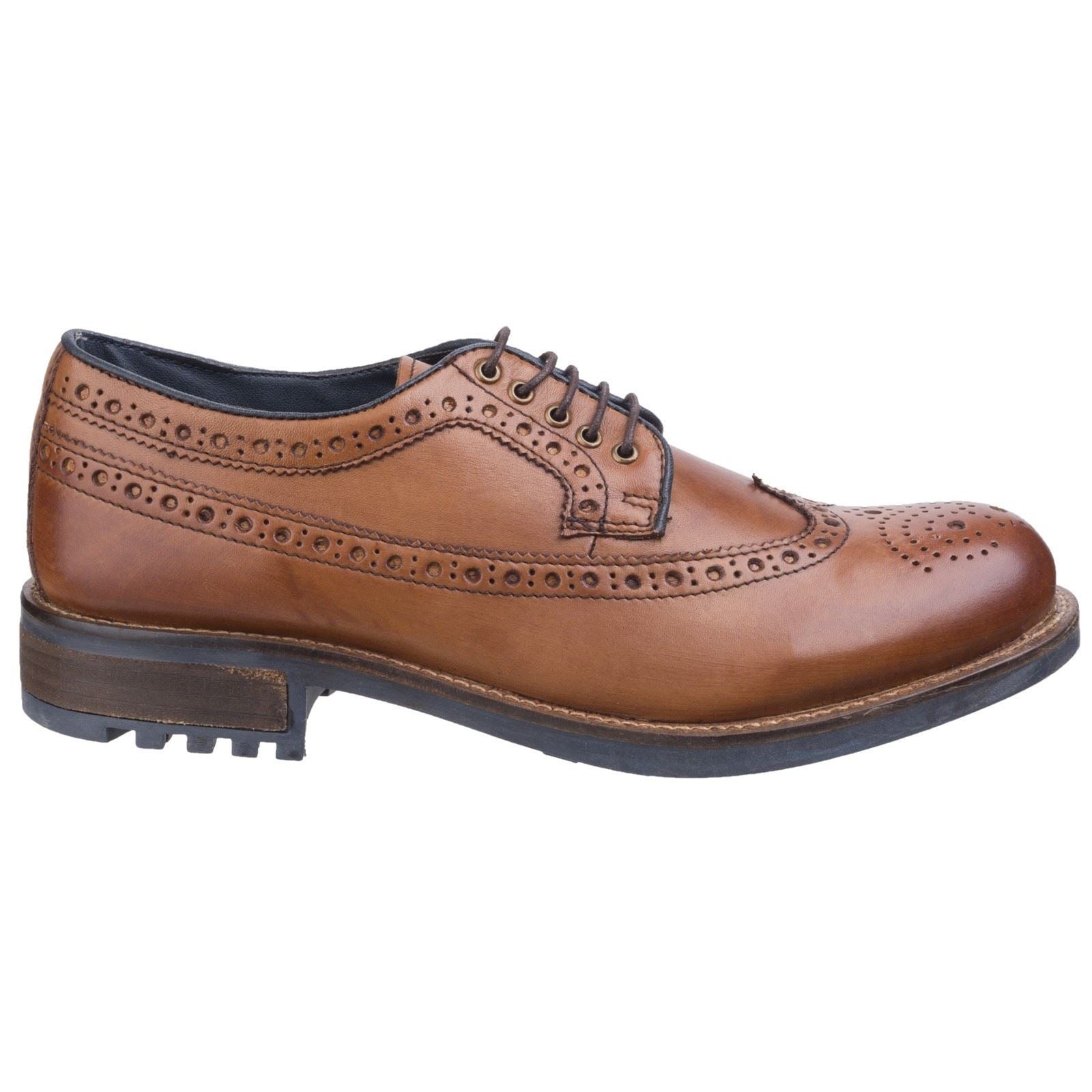 Cotswold Poplar Leder-Herren-Tan-Brogues-Schuhe