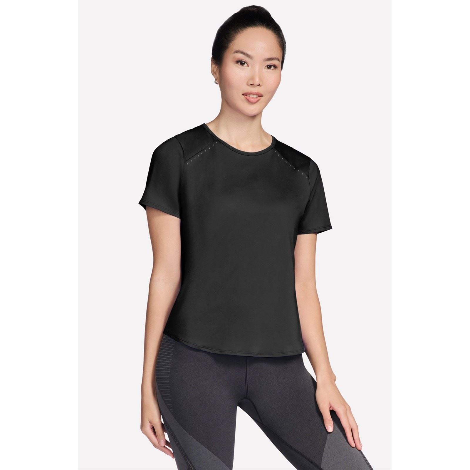 Skechers Stride Performance Tee Frauen Schwarz Sportbekleidung T-Shirts