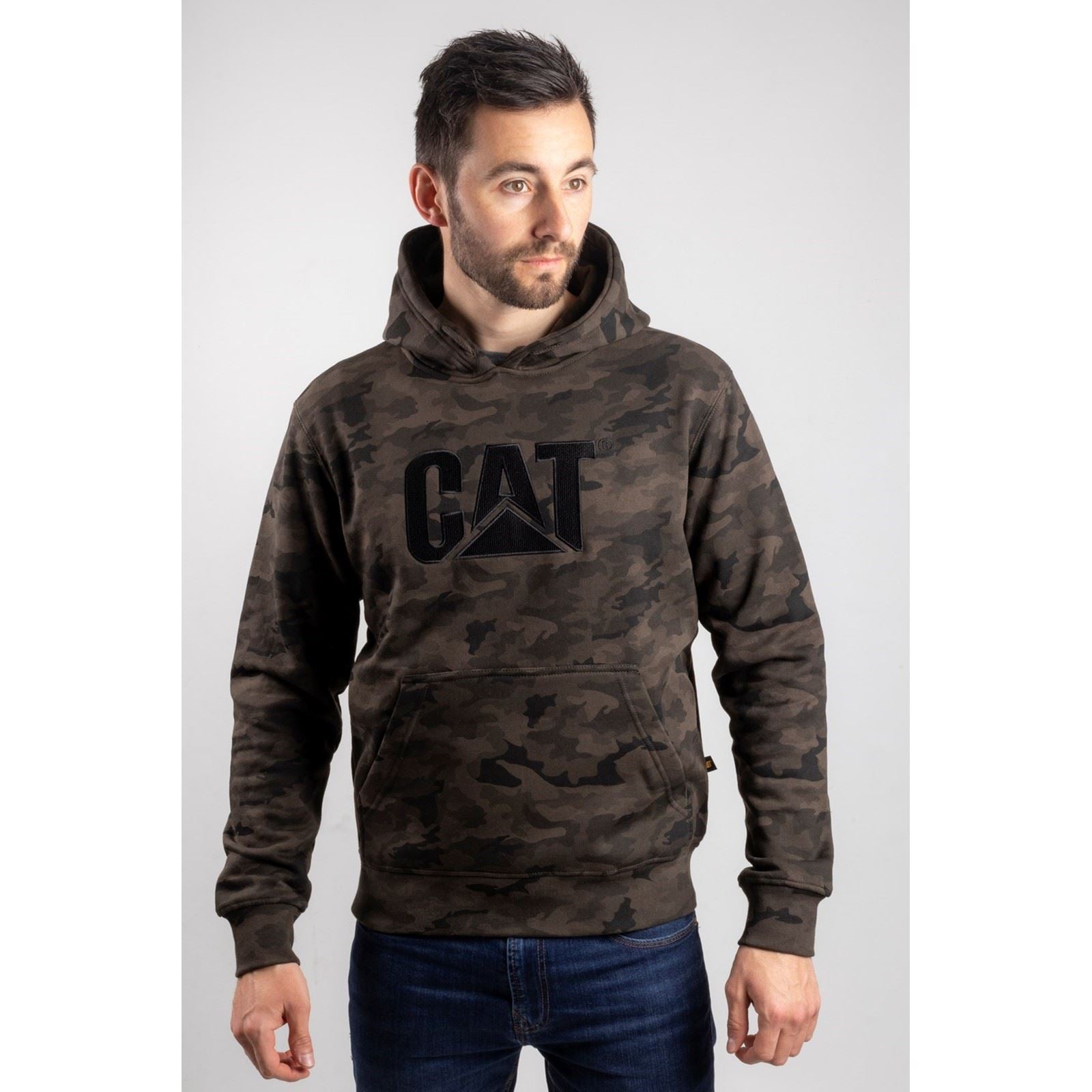 Caterpillar Trademark Baumwolle Herren Grünes Kapuzensweatshirt