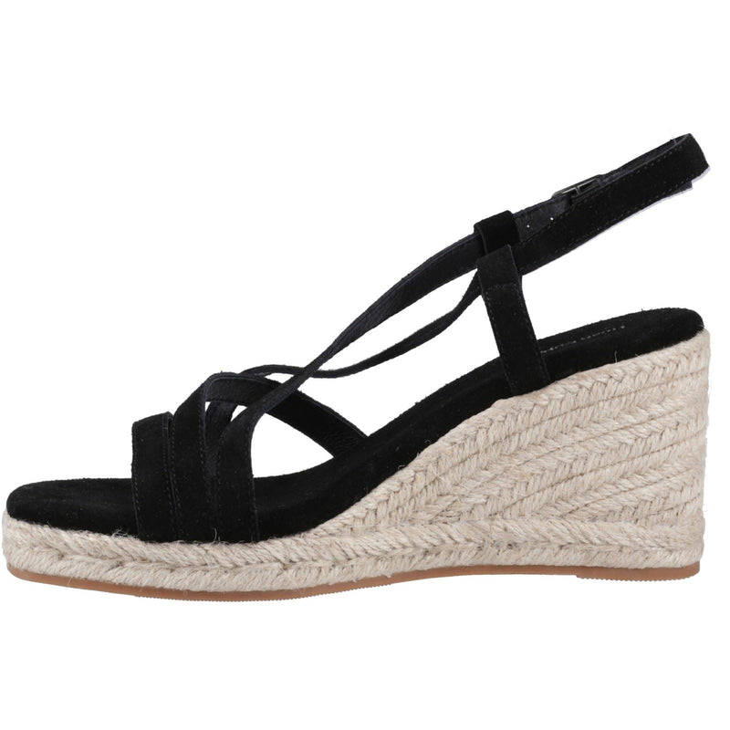 Hush Puppies Jenny Espadrille Wedge Damen Pumps Aus Schwarzem Wildleder