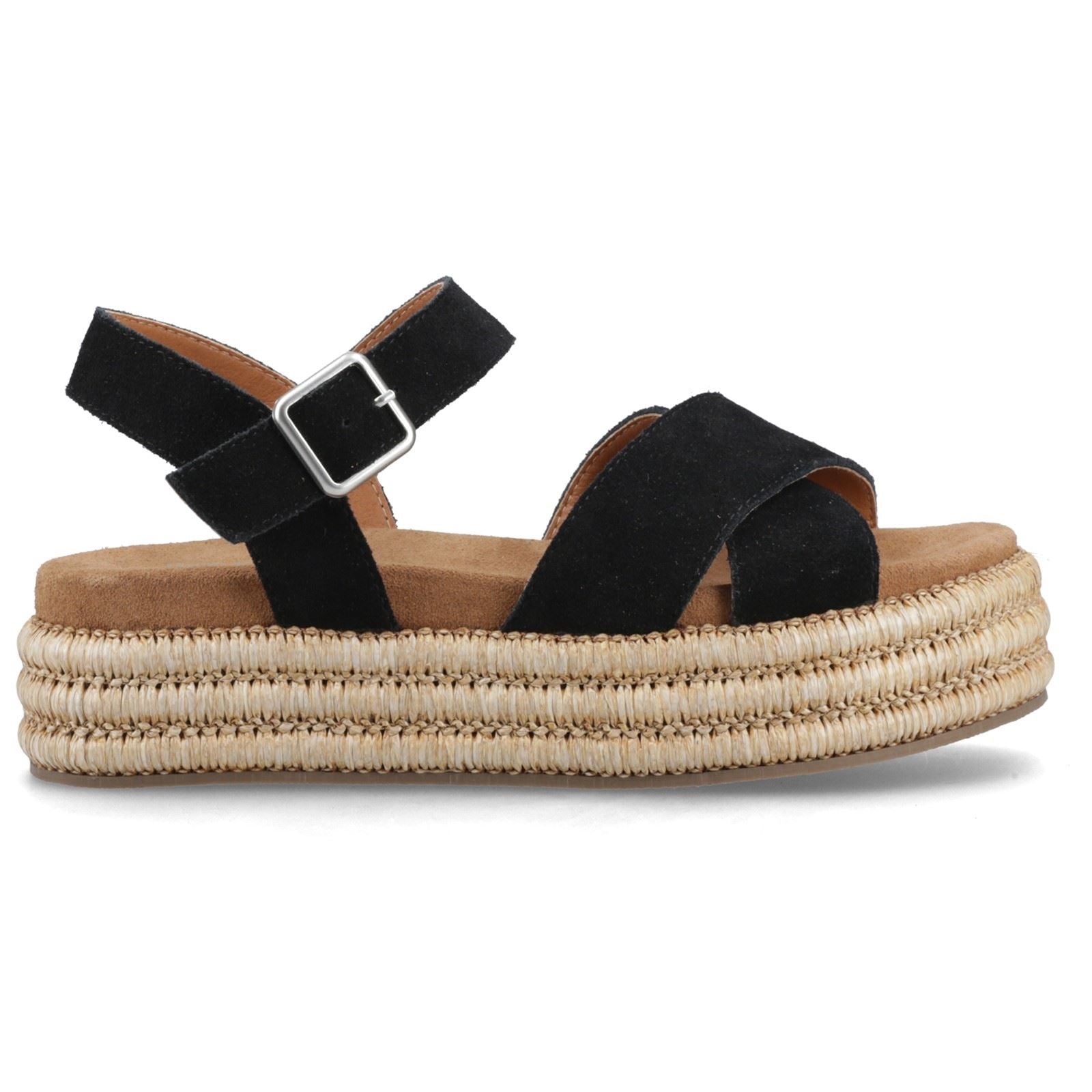 Hush Puppies Rosa Rafia Sandal Leder Damen Schwarze Sandalen