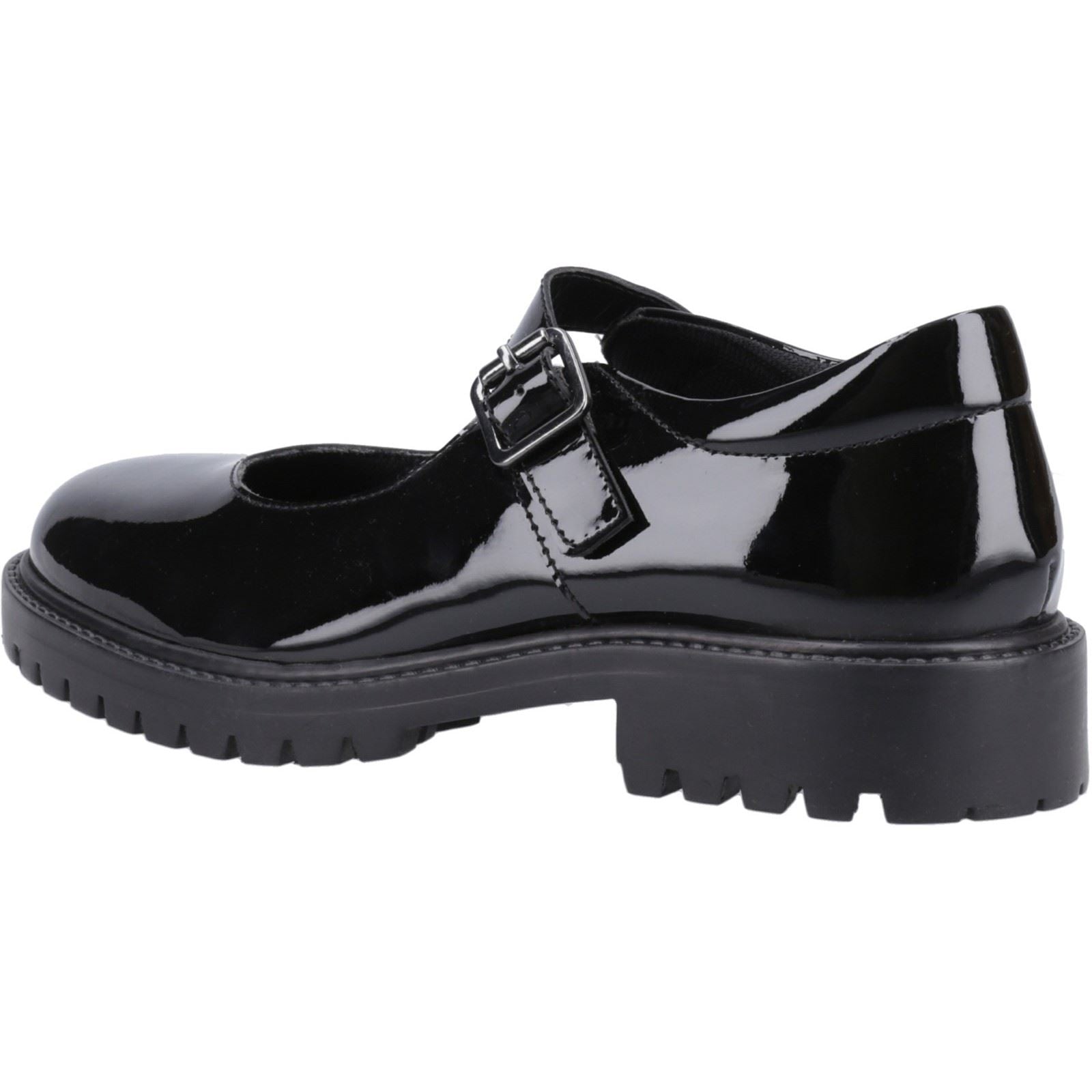 Hush Puppies Aurora Patent Senior Mädchenschuhe Aus Schwarzem Leder