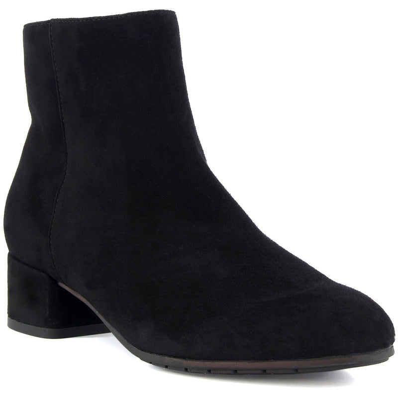 Dune Pippie Damen Stiefeletten aus schwarzem Leder mit Absatz