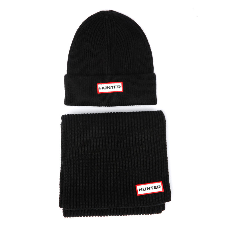 Hunter Jura Beanie Hat/Scarf Boxset Acrylschwarz