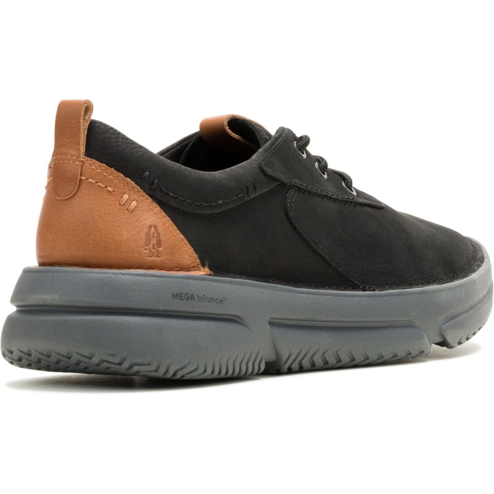 Hush Puppies Baylor Leder Herrenschuhe In Schwarz/Schwarz Mit Schnürung