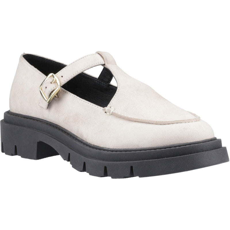 Hush Puppies Nella T-Bar Damen Wildlederschuhe In Creme
