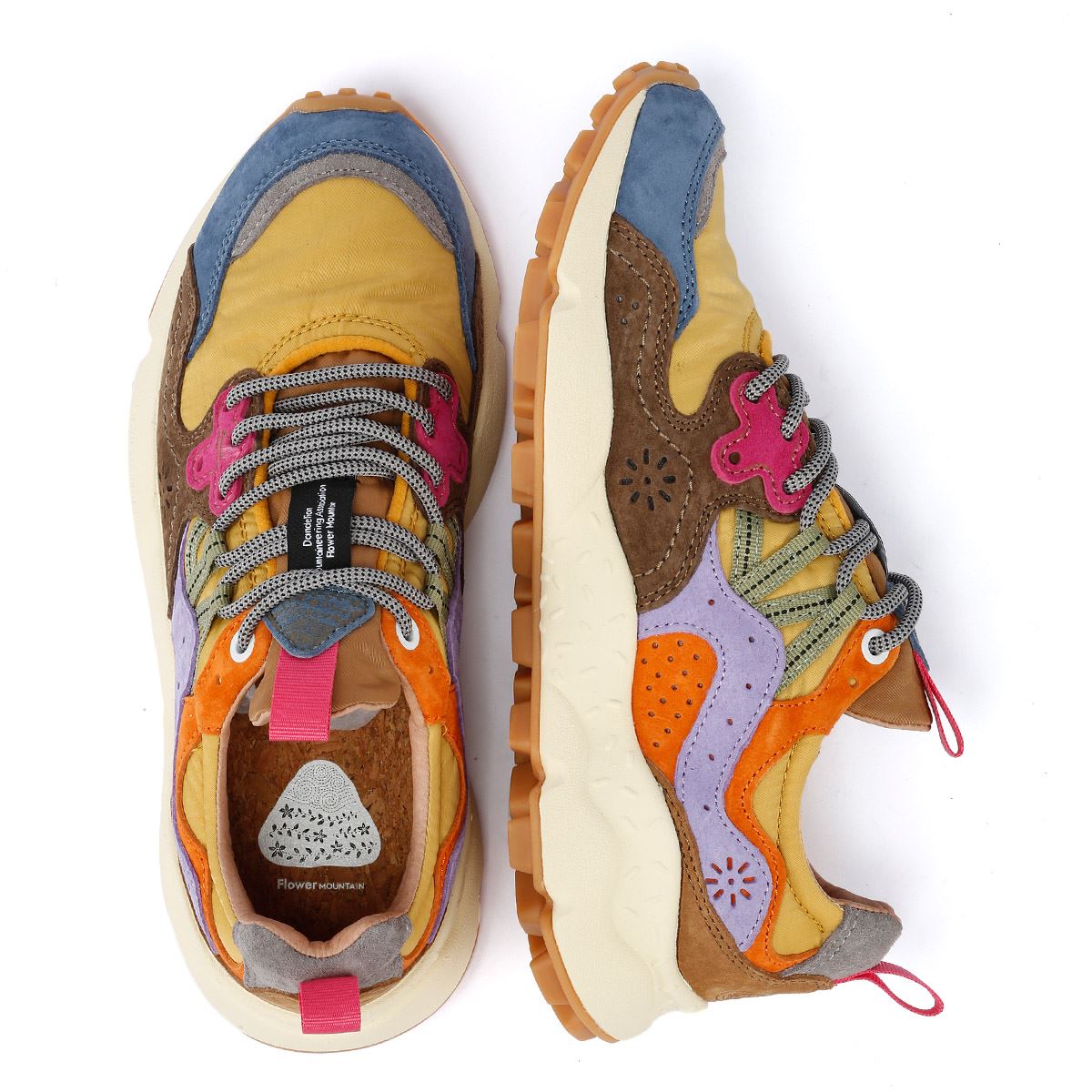 Flower Mountain Yamano 3 Wildleder Sneaker In Hellblau/Gelb/Braun