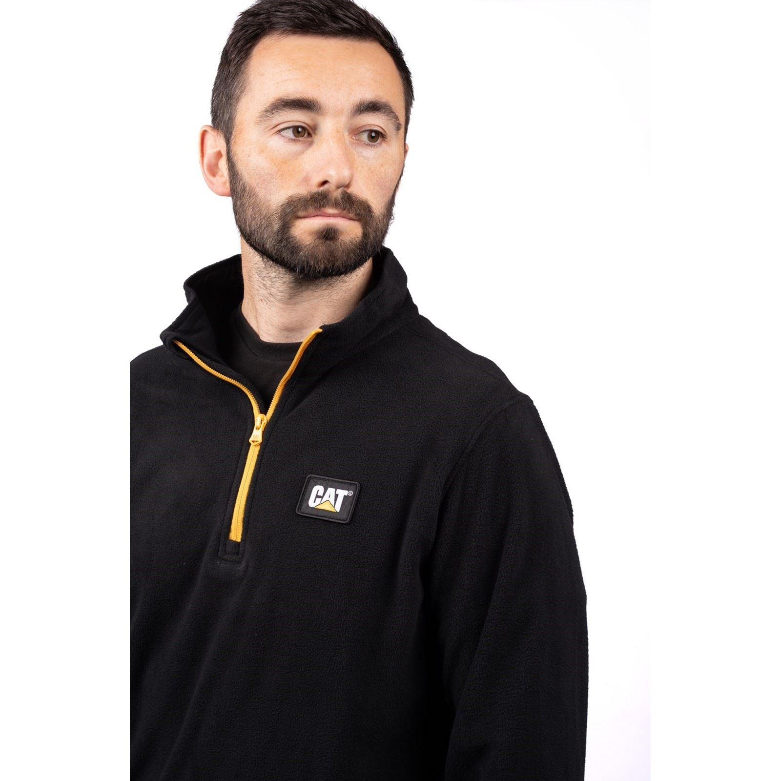 Caterpillar Cat Microfleece Quarter Zip Polyester Herren Schwarz Sweatshirt