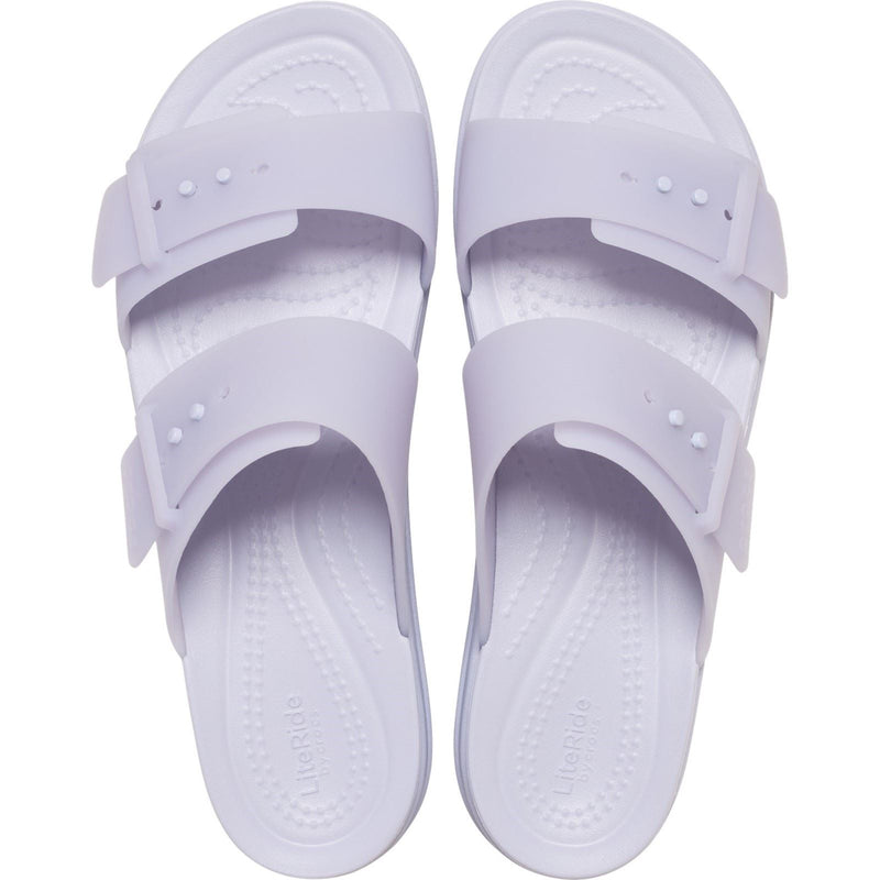 Crocs Brooklyn Buckle Low Wedge Damen Sandalen Lila Mond