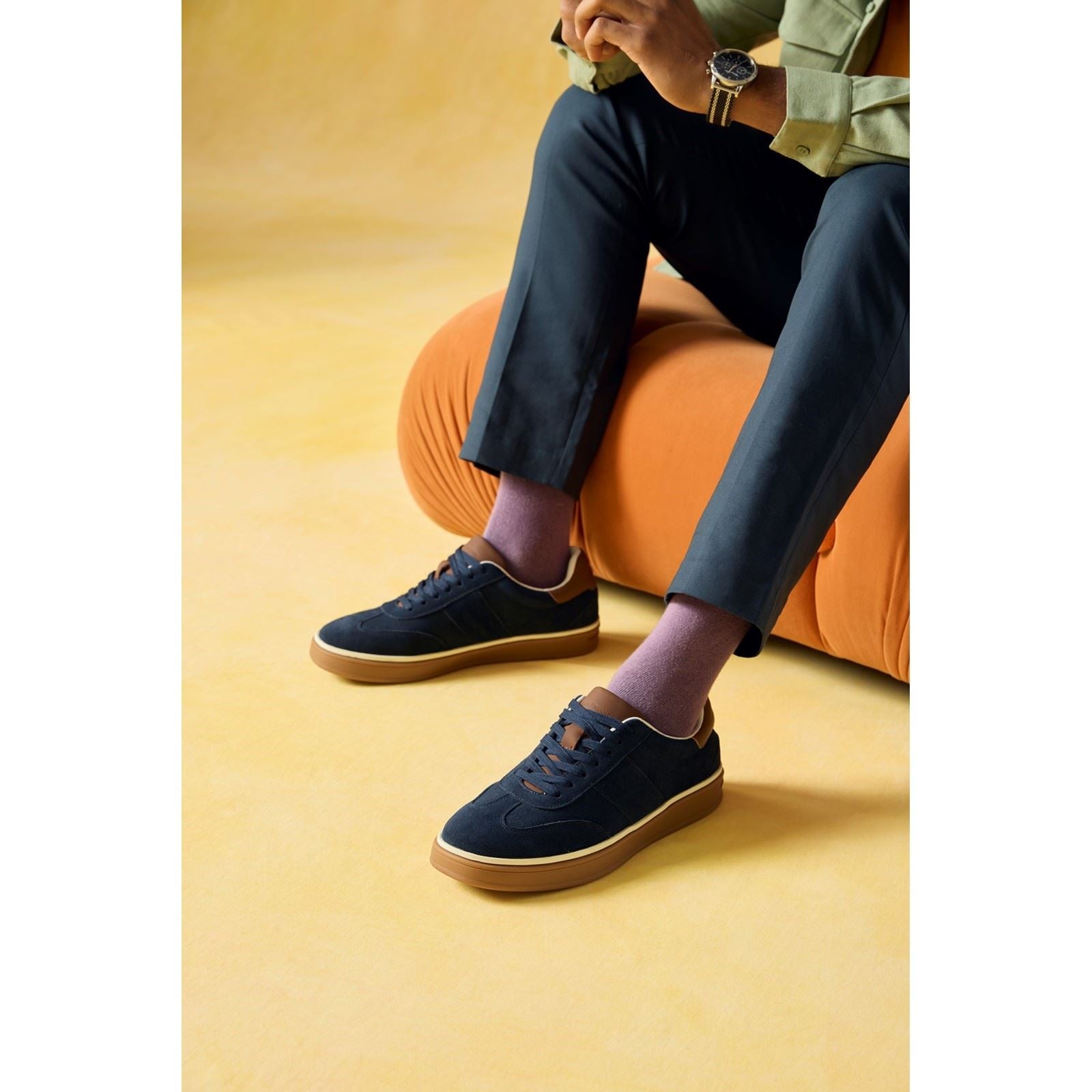 Hush Puppies Carlos Suede Trainer Carlos Suede Sneaker Leder Herren Marineblau Sneaker