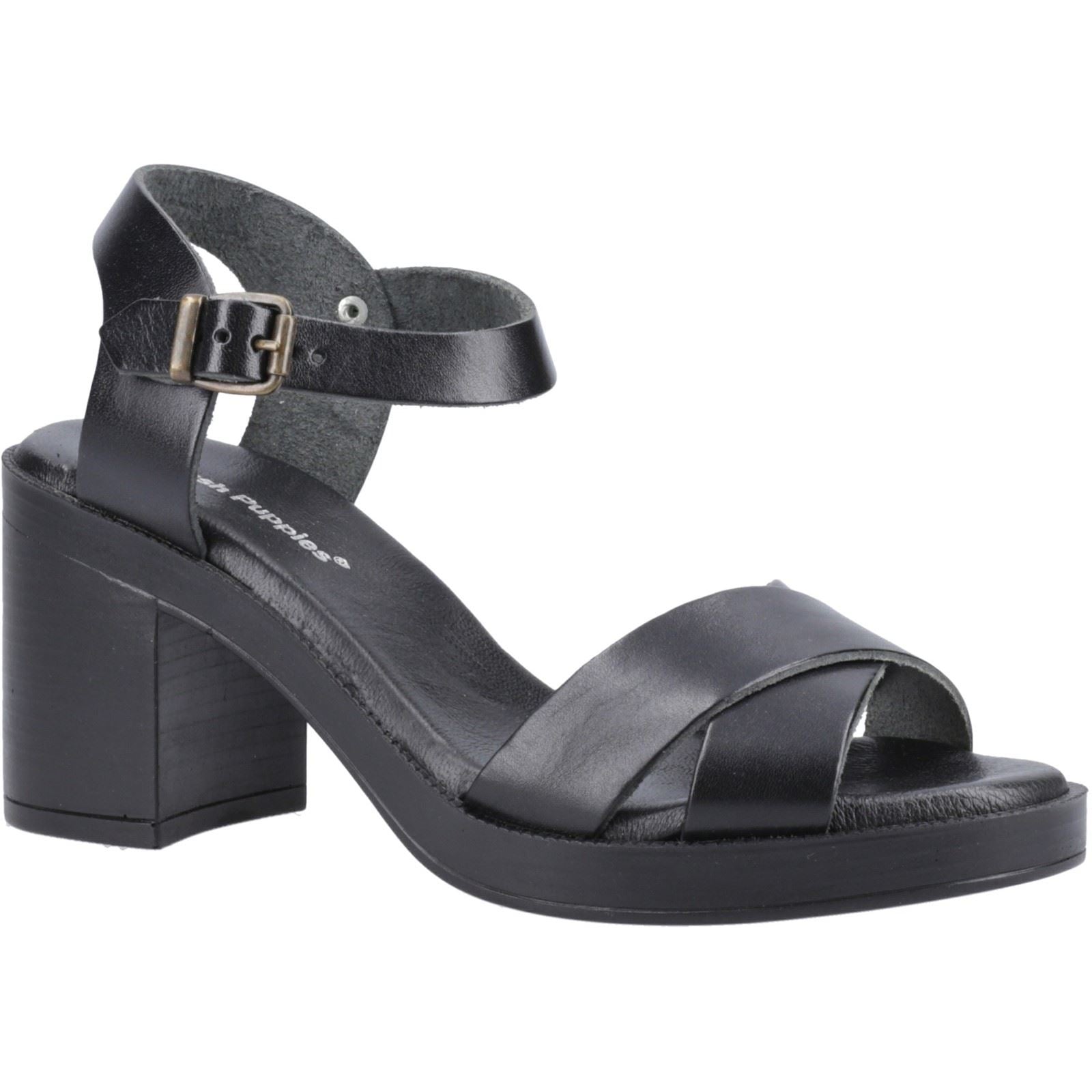 Hush Puppies Georgia Damen Sandalen Aus Schwarzem Vollleder