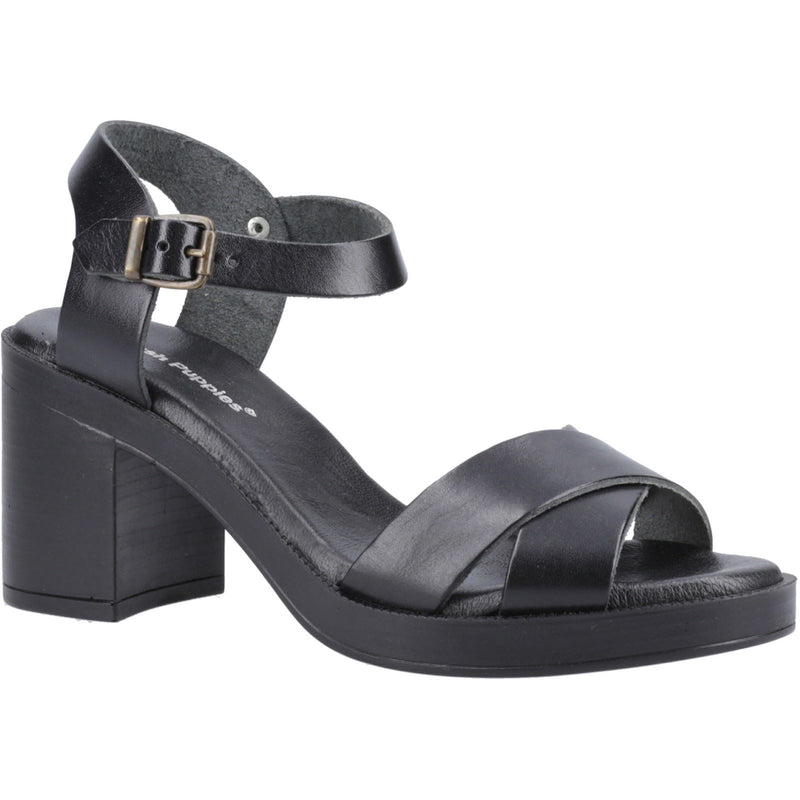 Hush Puppies Georgia Damen Sandalen Aus Schwarzem Vollleder