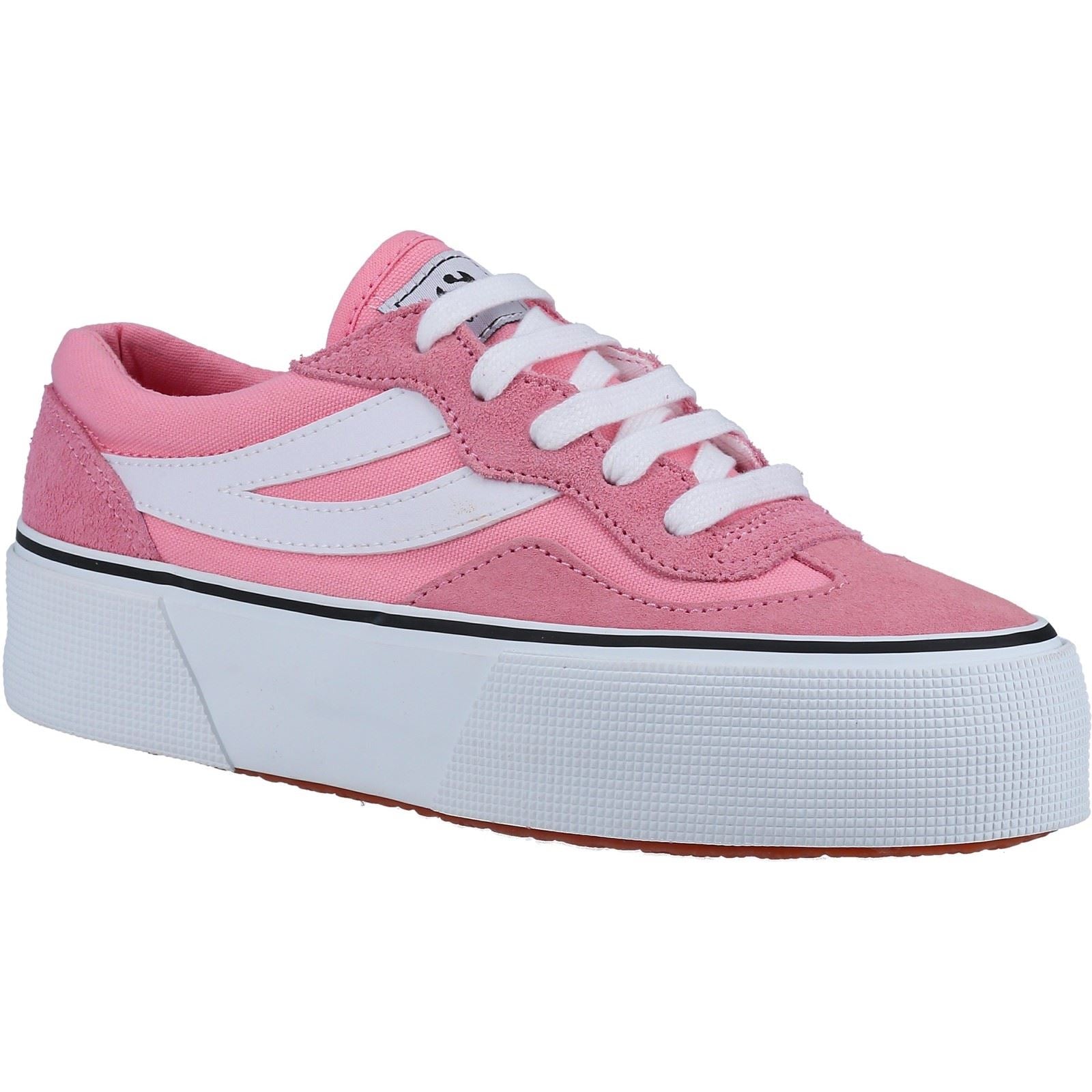 Superga 3041 Revolley Colorblock Platform Leder Damen Sneakers In Pink/Weiß