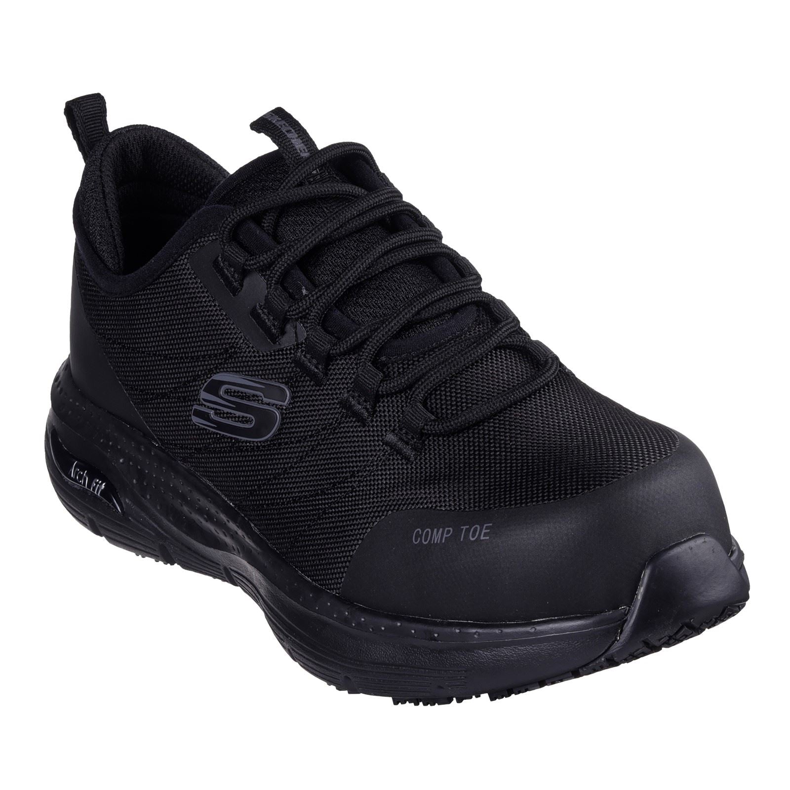 Skechers Workwear Arch Fit SR Ebinal Textil Damen Schwarze Sicherheits Sneakers