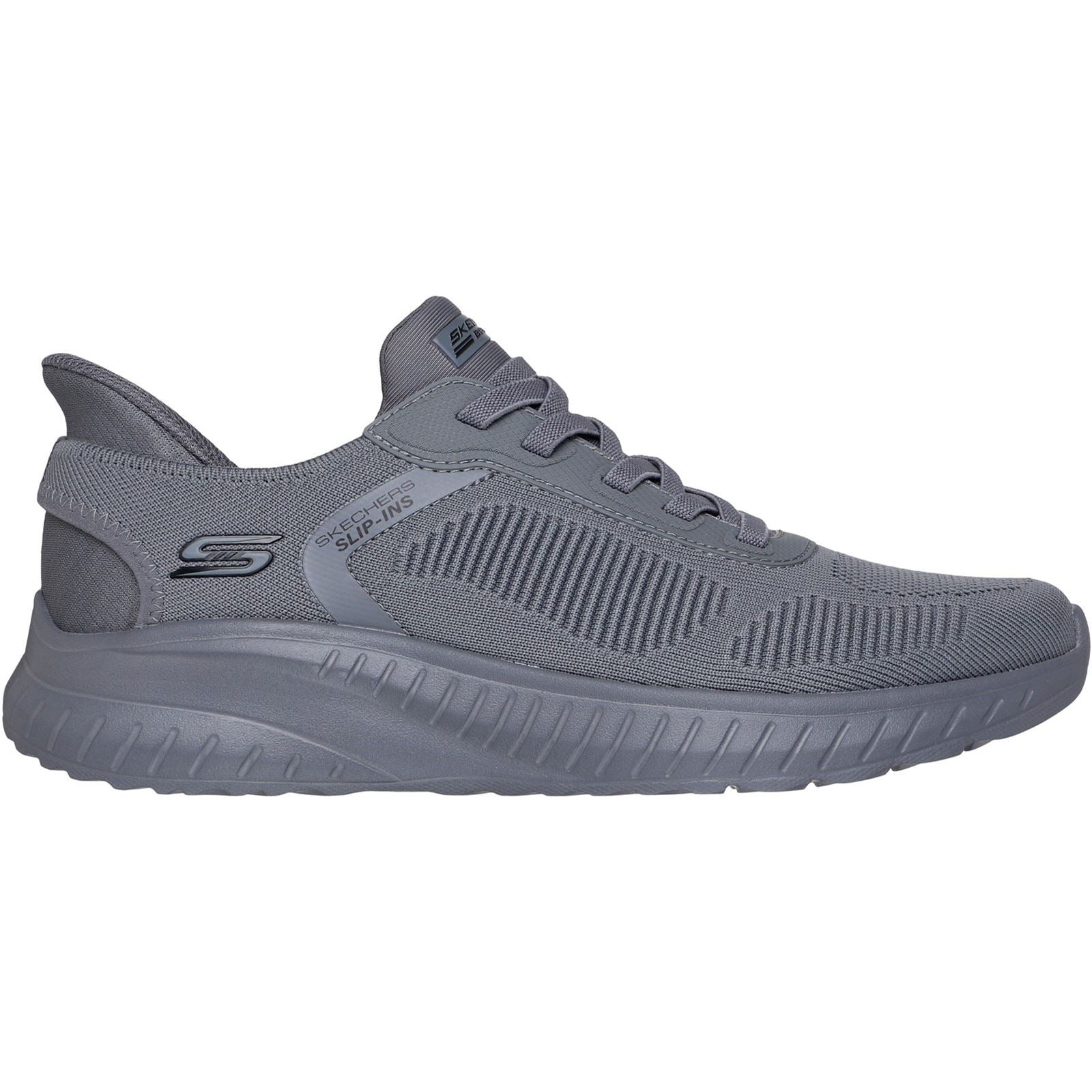 Skechers BOBS Sport Squad Chaos Solid Step Textile Herren Dunkelgraue Sneakers