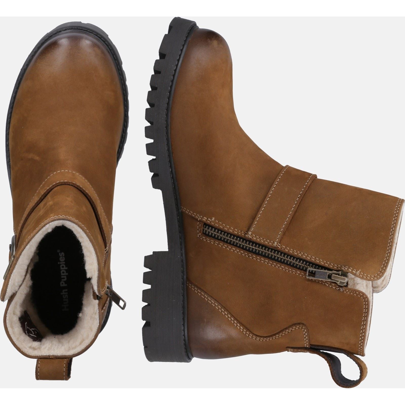Hush Puppies Wakely Leder Damen Stiefeletten In Braun