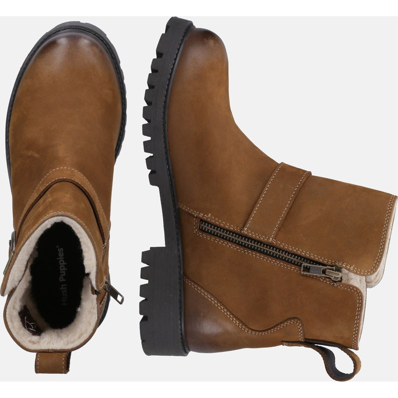 Hush Puppies Wakely Leder Damen Stiefeletten In Beige