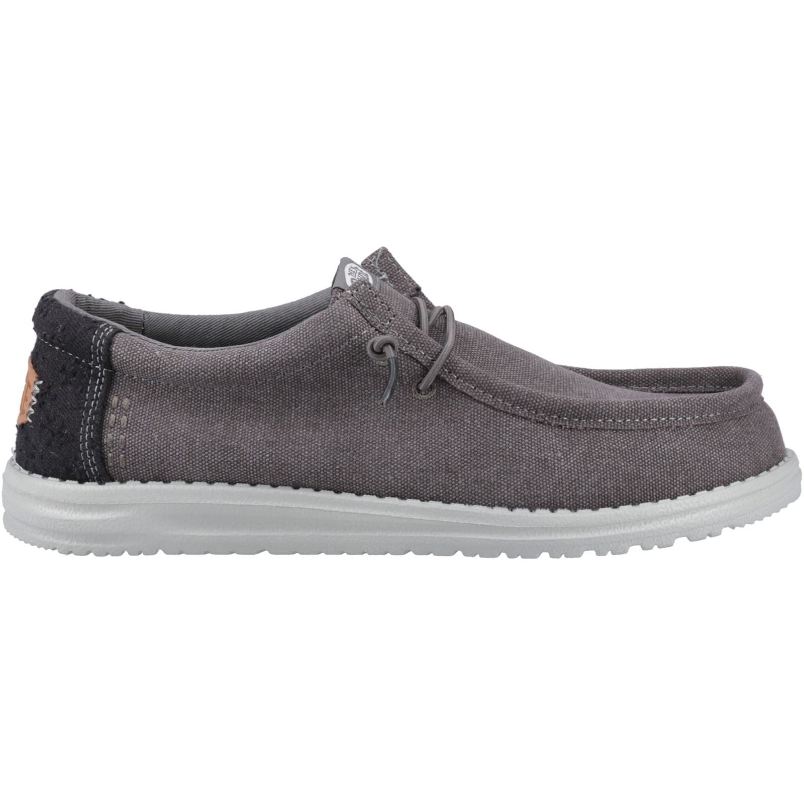 HEYDUDE Wally Workwear Polyester Baumwollmischung Herren Mokassins Schuhe In Granitgrau/Schwarz