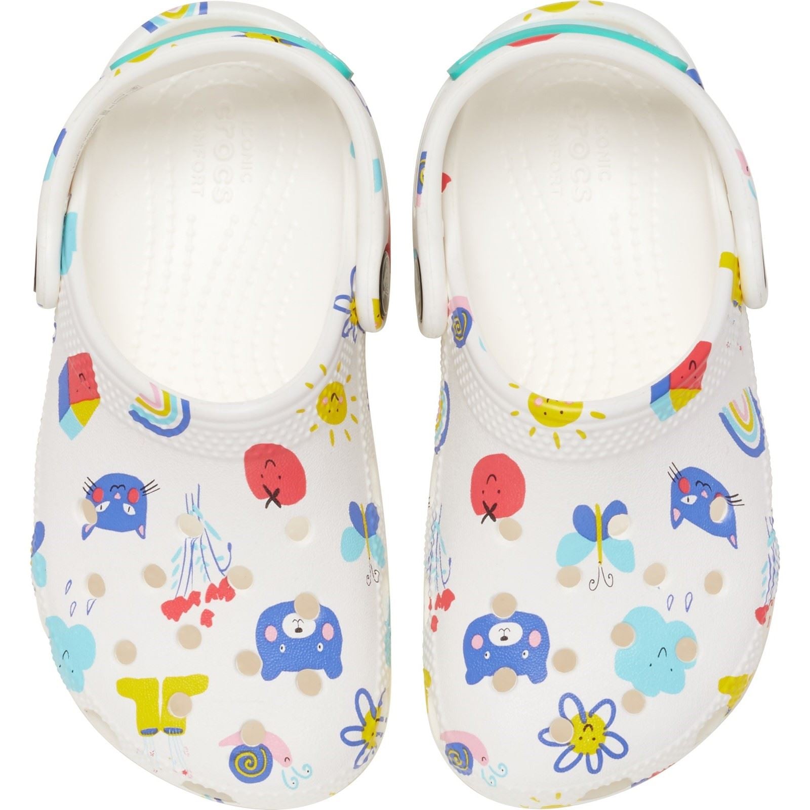 Crocs Classic Graphic Thermoplastische Weiße/Mehrfarbige Slipper