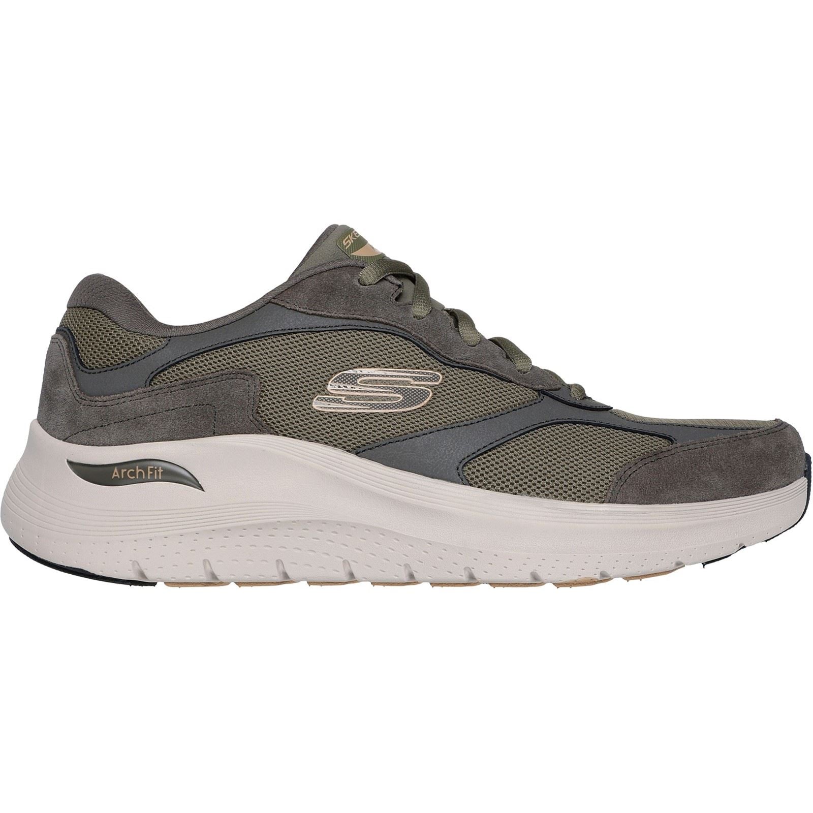 Skechers Arch Fit 2.0 The Keep Leder Herren Olivgrüne Sneakers