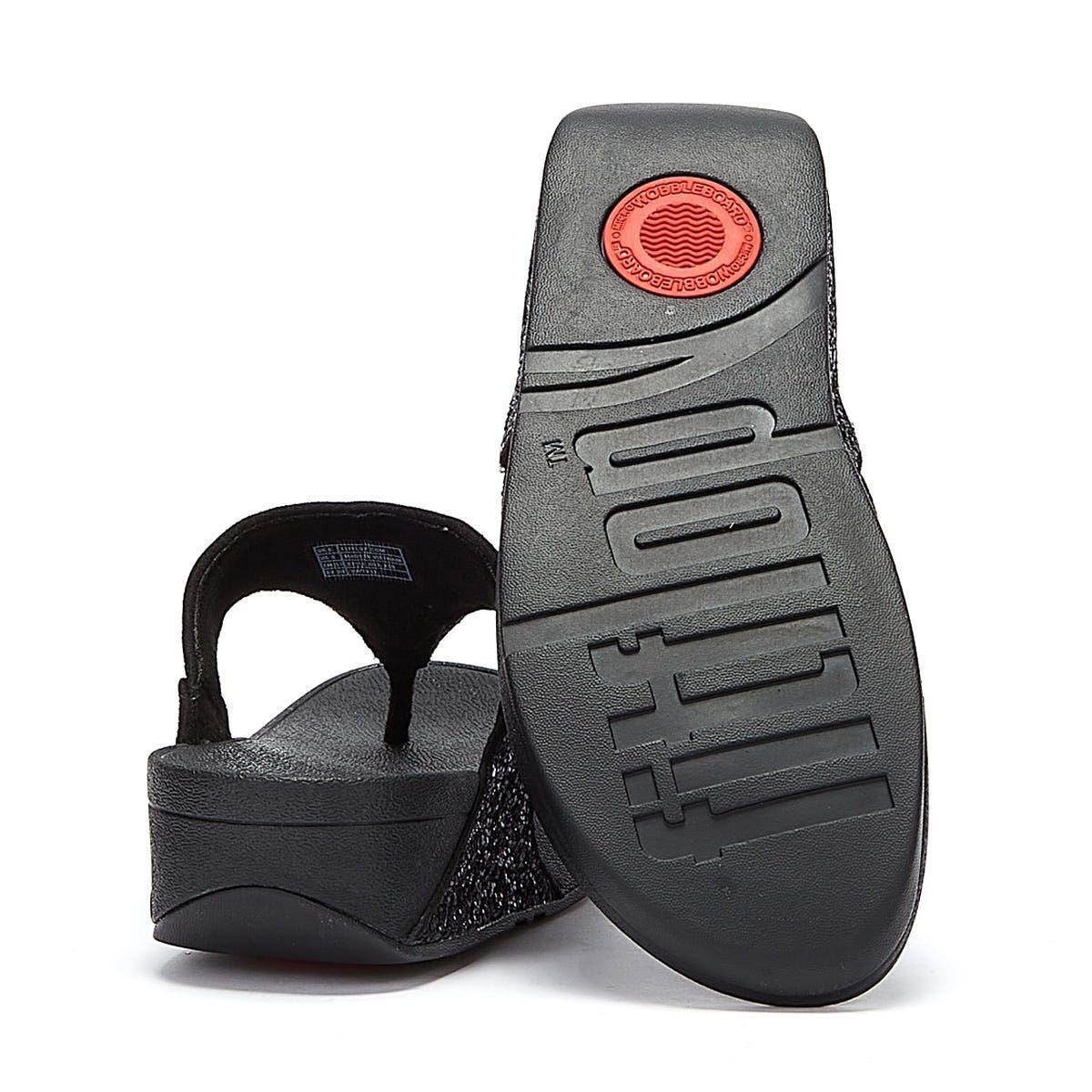FitFlop Lulu Glitter Damen Schwarze Flip-Flops