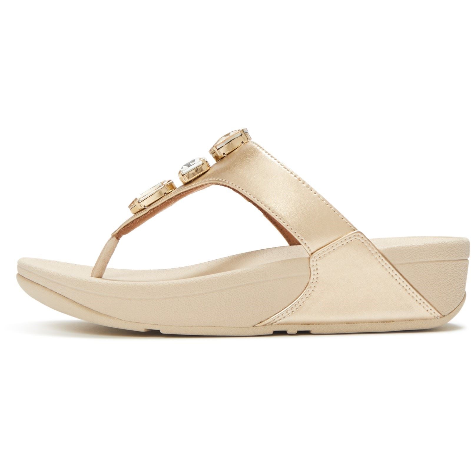 Fitflop Lulu Ultra-Jewel Toe-Post Polyurethan Damen Platino Sandalen