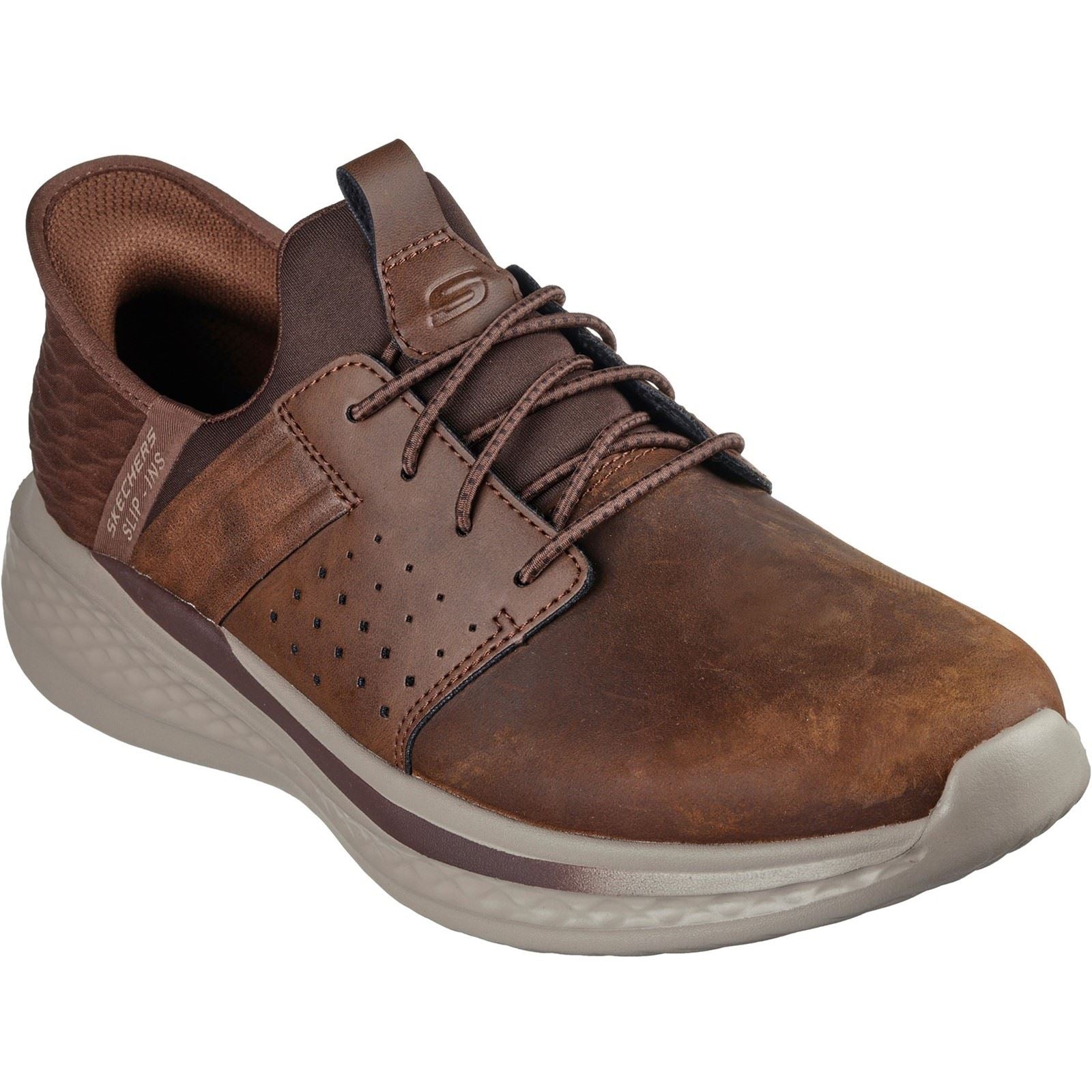 Skechers Slade Zachary Textil Herren Dunkelbraune Weitgeschnittene Schnürschuhe