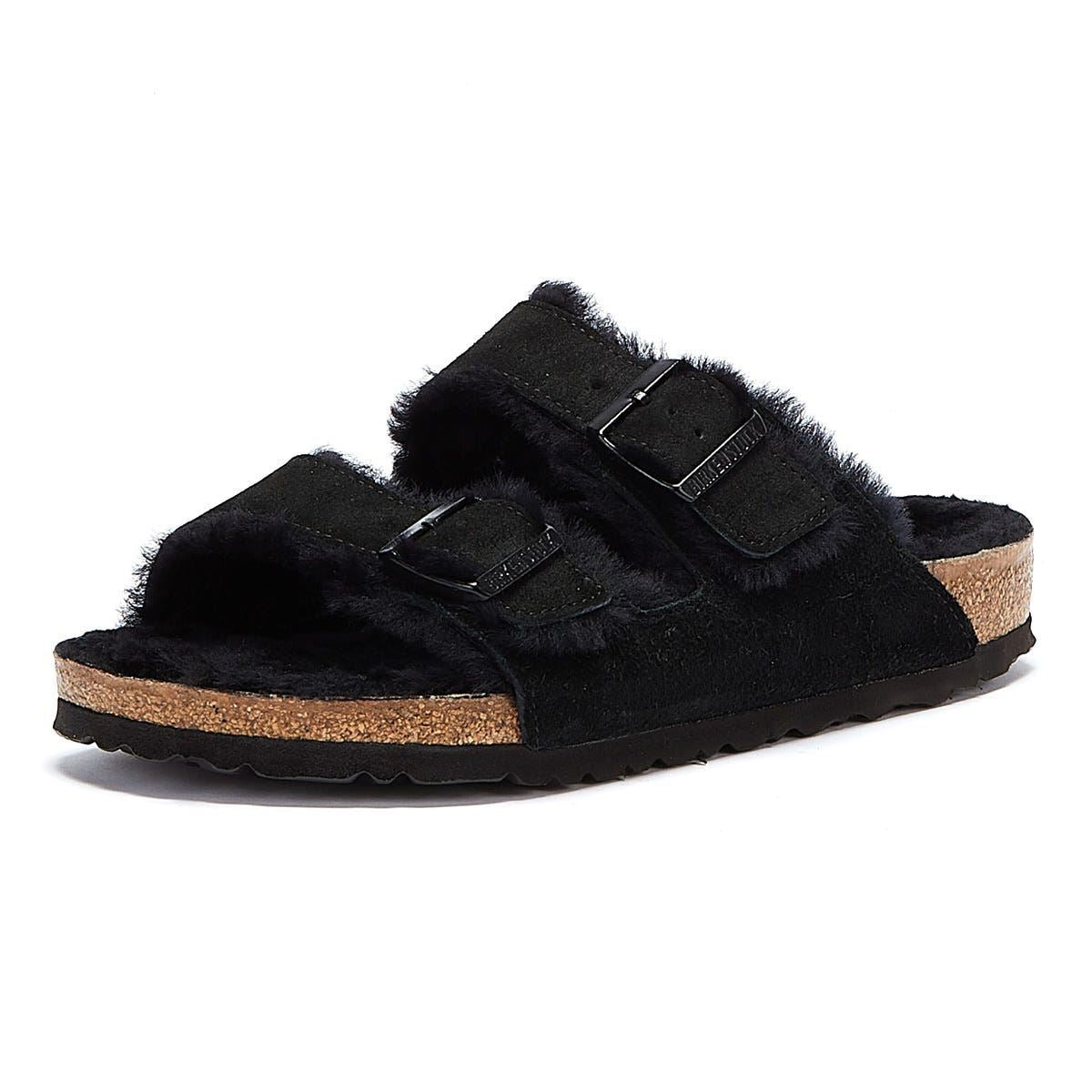 Birkenstock Arizona Pelz Schwarz Sandalen