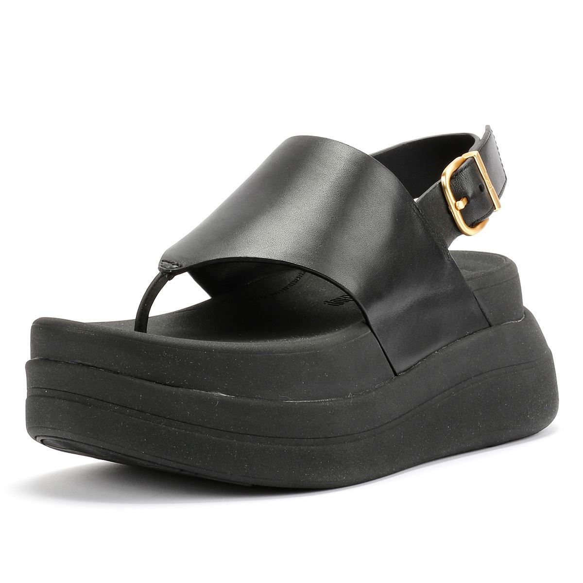 FitFlop F-Mode Damen-Sandalen Aus Schwarzem Leder