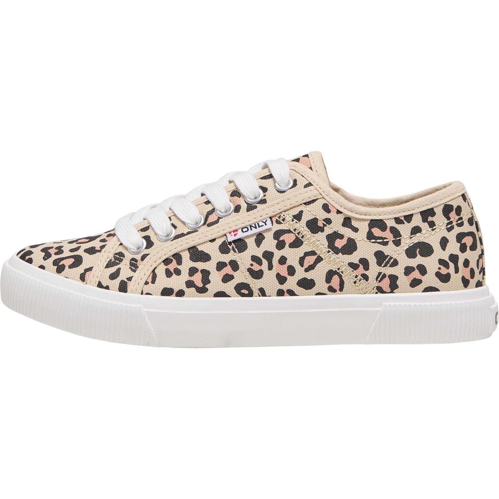 ONLY NICOLA Damen Sneaker Aus Baumwolle In Creme/Leopard-Muster