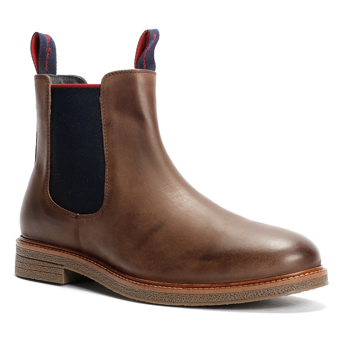 Ben Sherman Walker Chelsea Leder Herren Braune Stiefel