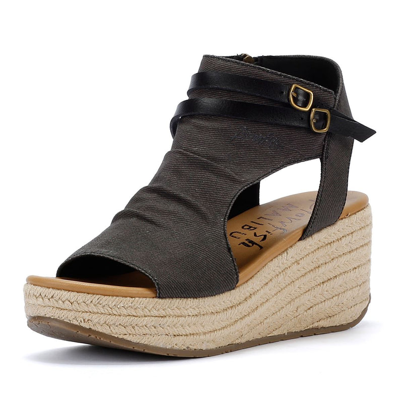 Blowfish Malibu Lacey C-Rope Damen Sandalen Aus Schwarzem Denim