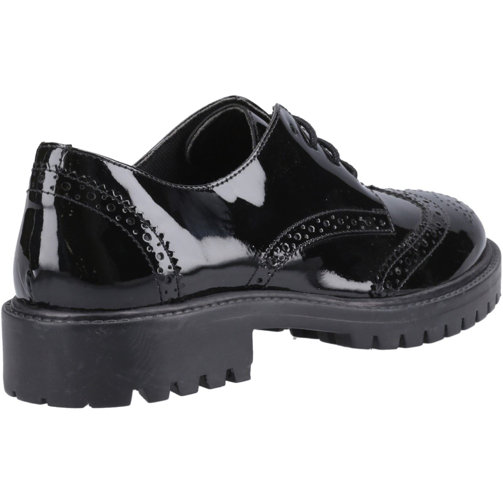 Hush Puppies Athena Patent Mädchen Brogues Aus Schwarzem Leder