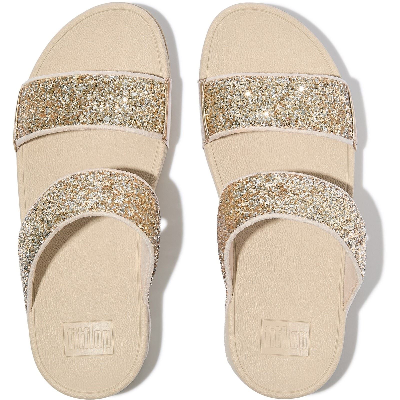 Fitflop Lulu 2 Bar Glitter Polyurethan Damen Platino/Silber Sandalen