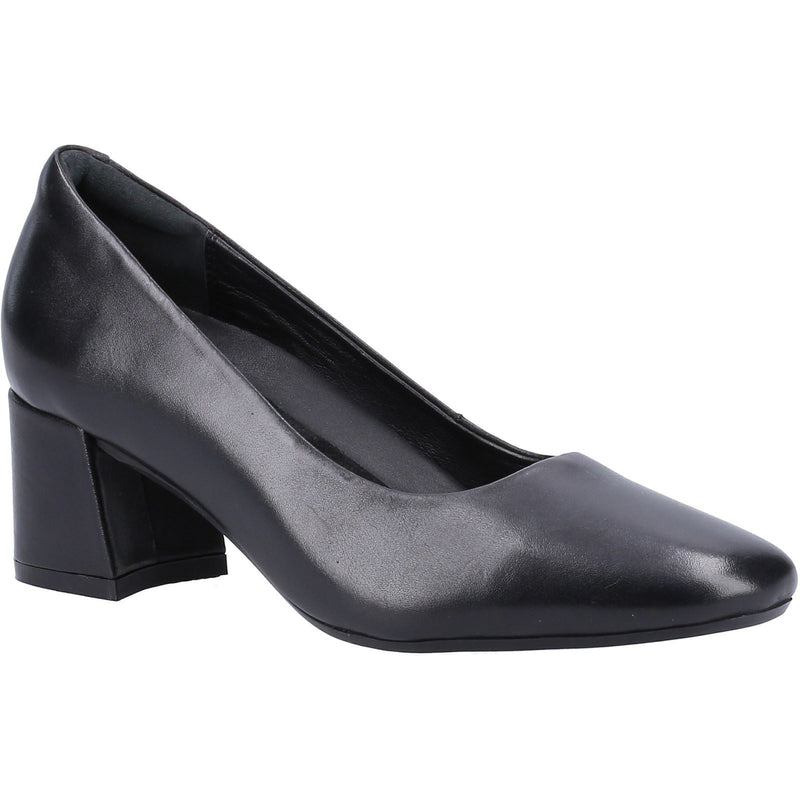 Hush Puppies Alicia Court Shoe Leder Damen Schwarze Absätze
