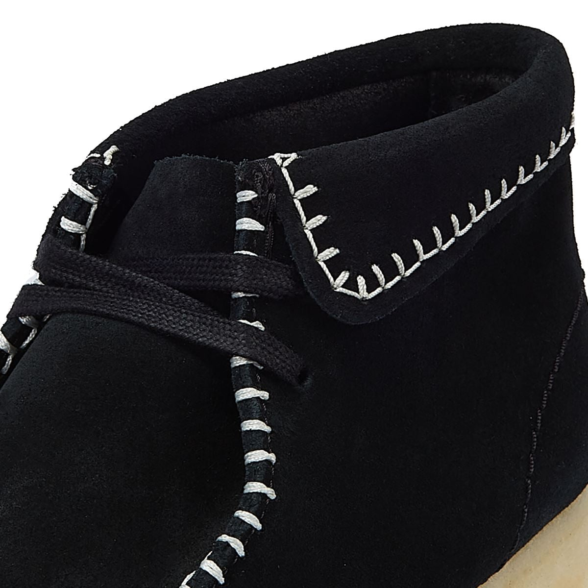 Clarks Originals Wallabee Stitch Wildleder-Damenschuhe In Schwarz Übersetzen.