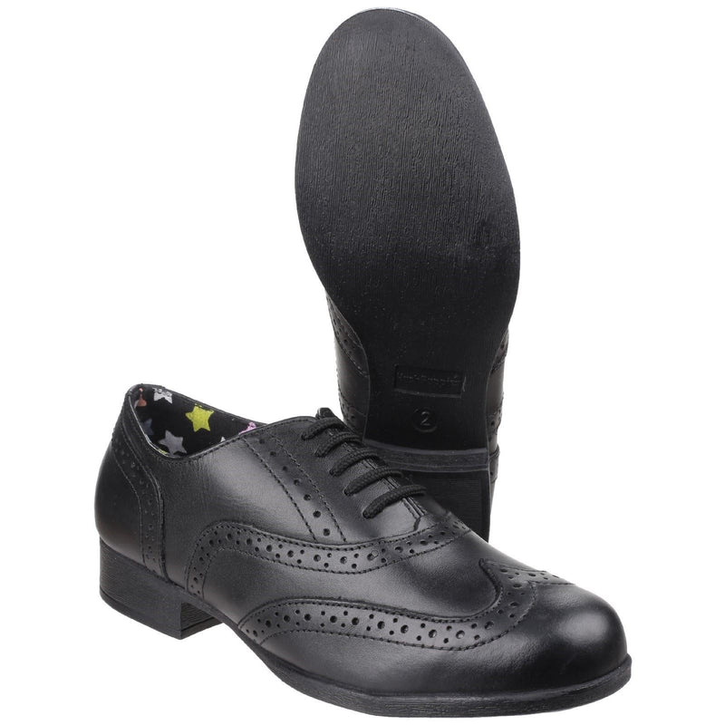 Hush Puppies Kada Junior Mädchen Brogues Aus Schwarzem Leder