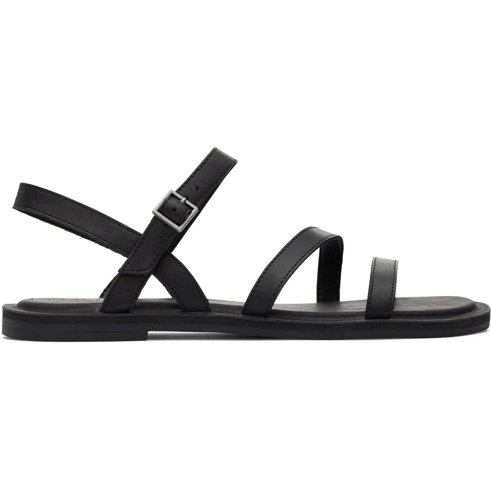 TOMS Kira Leder Damen Schwarze Sandalen