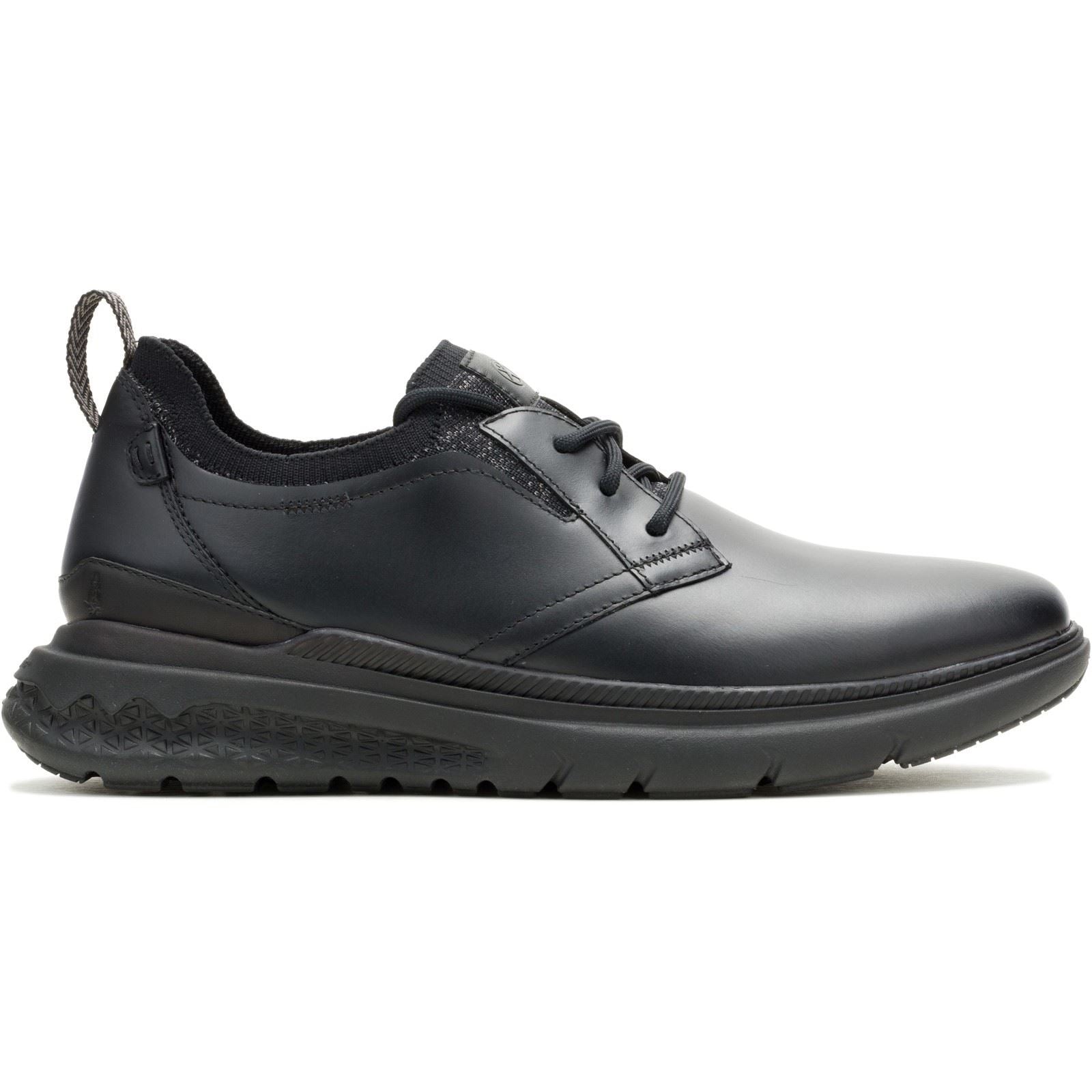 Hush Puppies Excel Leder Herrenschuhe in Schwarz/Schwarz mit Schnürung