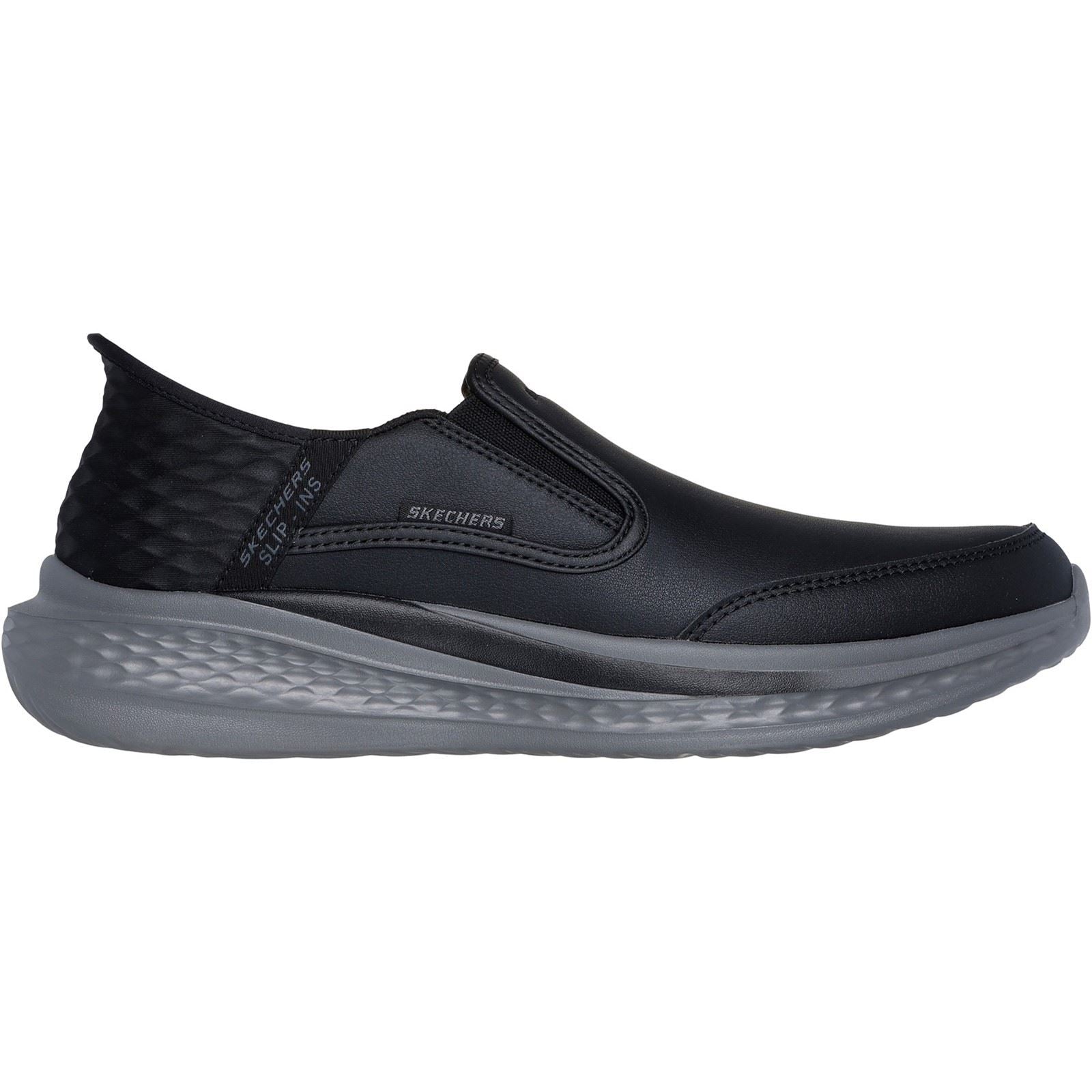 Skechers Slade Cooper Leder Herrenschuhe, Schwarze Farbe Mokassins