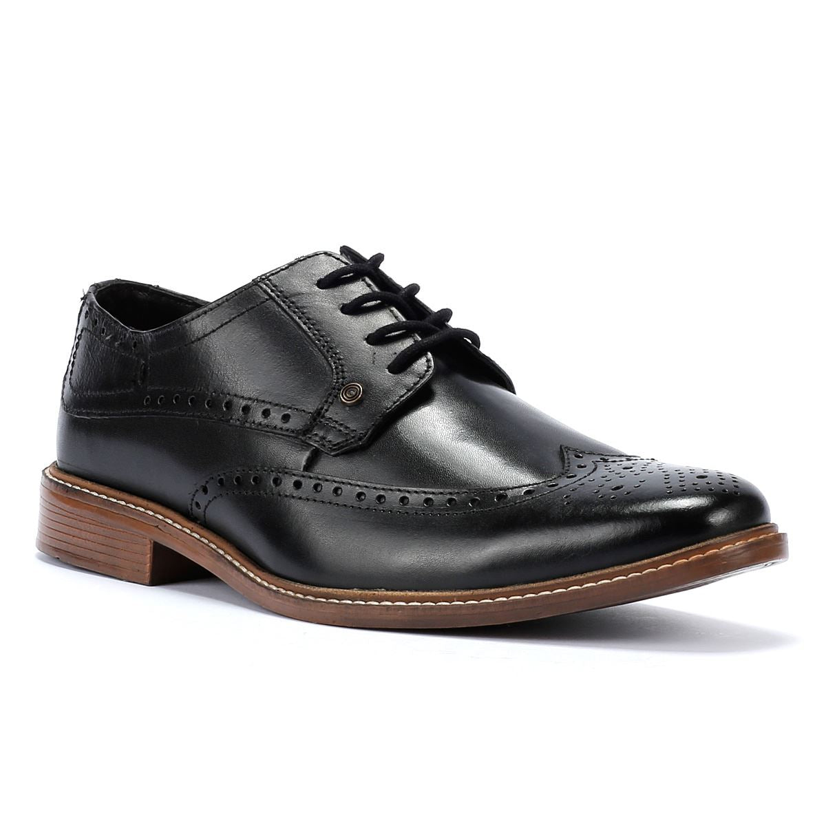 Lambretta Harvey Brogue Herren Schwarze Lederschuhe Zum Schnüren