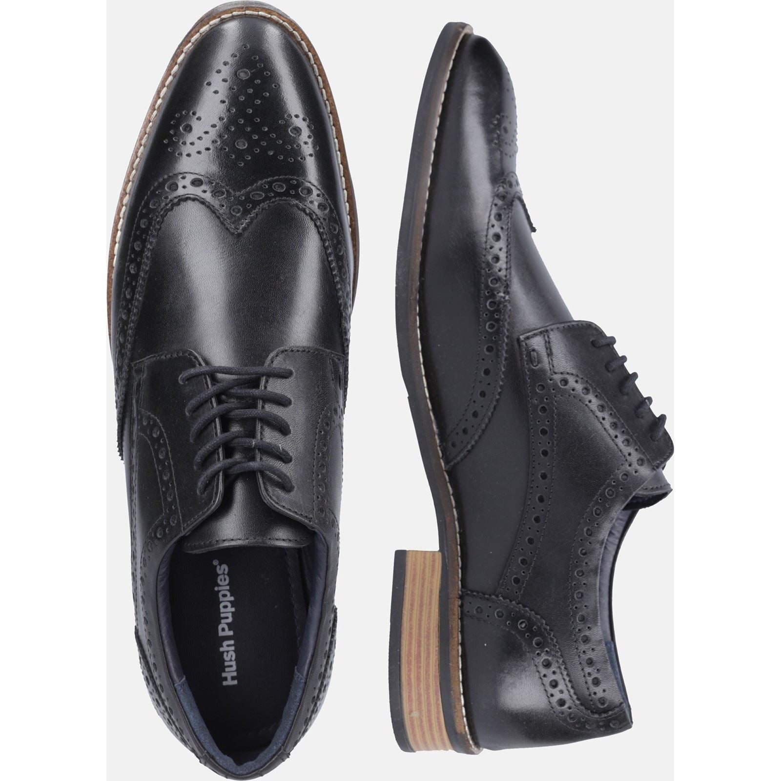 Hush Puppies Dustin Brogue Herrenschuhe Aus Schwarzem Leder