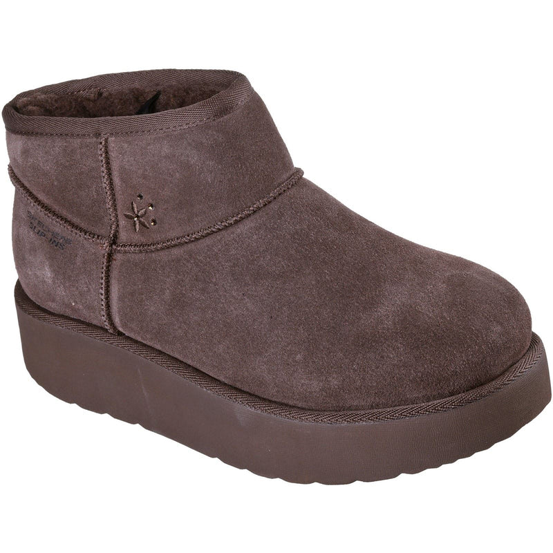 Skechers Keep Cozy Leder Frauen Schokoladen Winter Stiefeletten