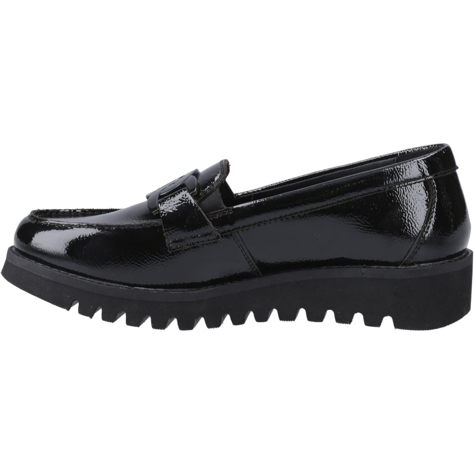 Hush Puppies Francis Loafer Patent Mädchenschwarze Slipper Aus Leder